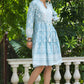 Juniper Women's Skyblue Rayon Floral Printed Short Tiered Dress | Swadesiicart