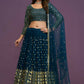 Blue Georgette Embroidery Sequence Work Lehenga Choli Set - Jihu Culture