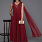 Ahalyaa Women's Traditional wear Ethnic Dress - Maroon | Swadesiicart