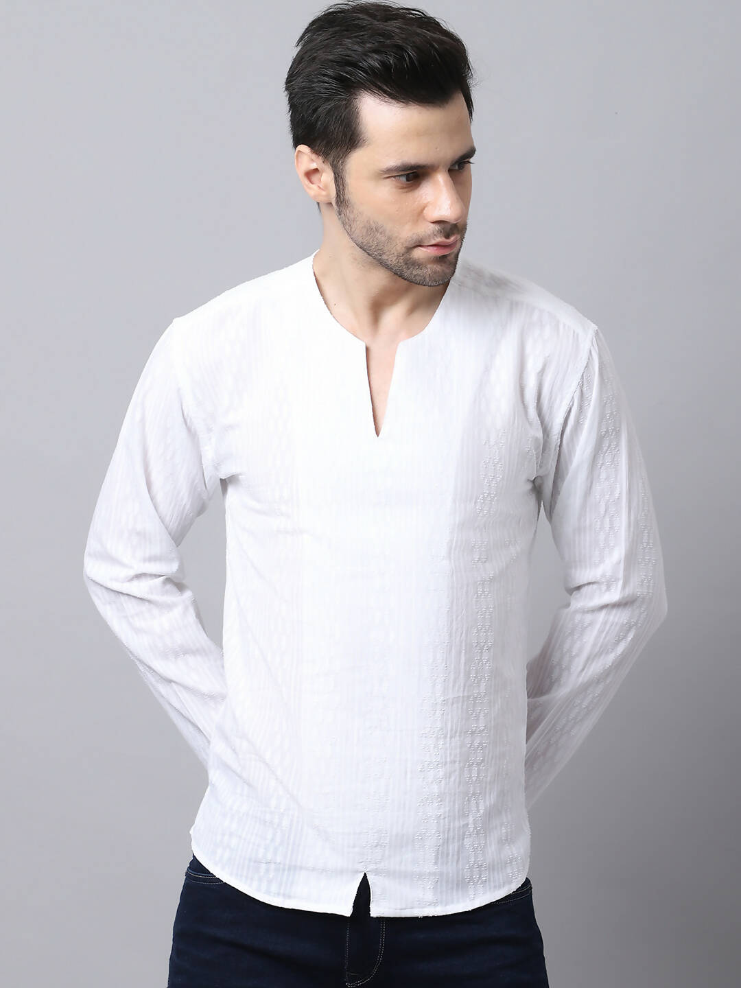 Even Apparels White Pure Cotton Embroided Men's Kurta | Swadesiicart