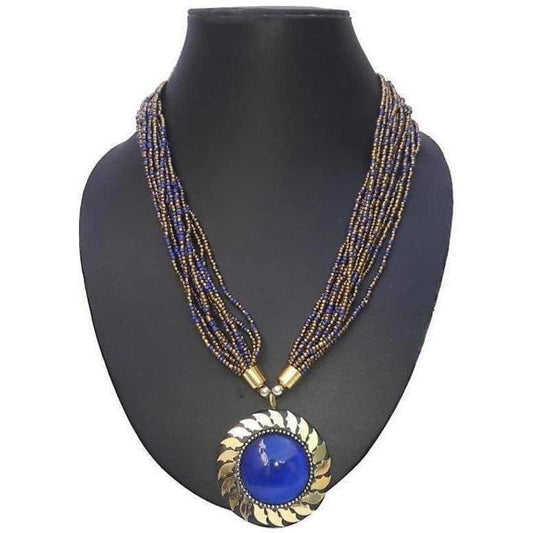 MS Fashion India Latest Traditional Blue Color Beads Necklace For Women | Swadesiicart