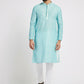 Ethnic India Blue Men's Kurta Embellished Polyester | Swadesiicart