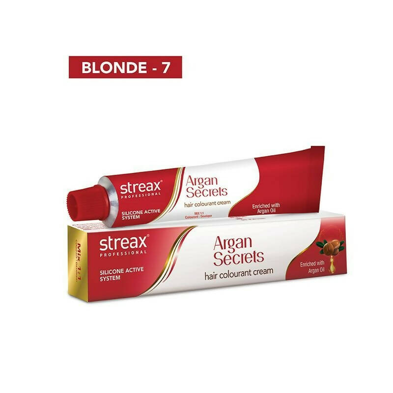 Streax Professional Argan Secrets Hair Colourant Cream - Blonde 7 - Swadesiicart