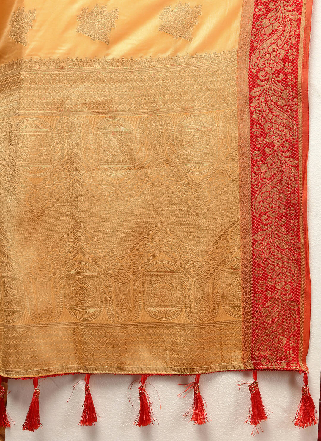 Lorenvalley Fashion Gold Cotton Woven Design with Zari Weaving Design Saree - Swadesiicart