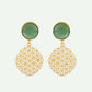 VOJ One Gram Gold-Polished Teal Colored Stone Studded Earrings - Swadesiicart