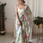 Vamsee Pinki Khatali Green Organza Saree - Swadesiicart