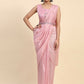 Pink Satin Solid Ready to wear Saree with stitched Blouse - Vanita | Swadesiicart
