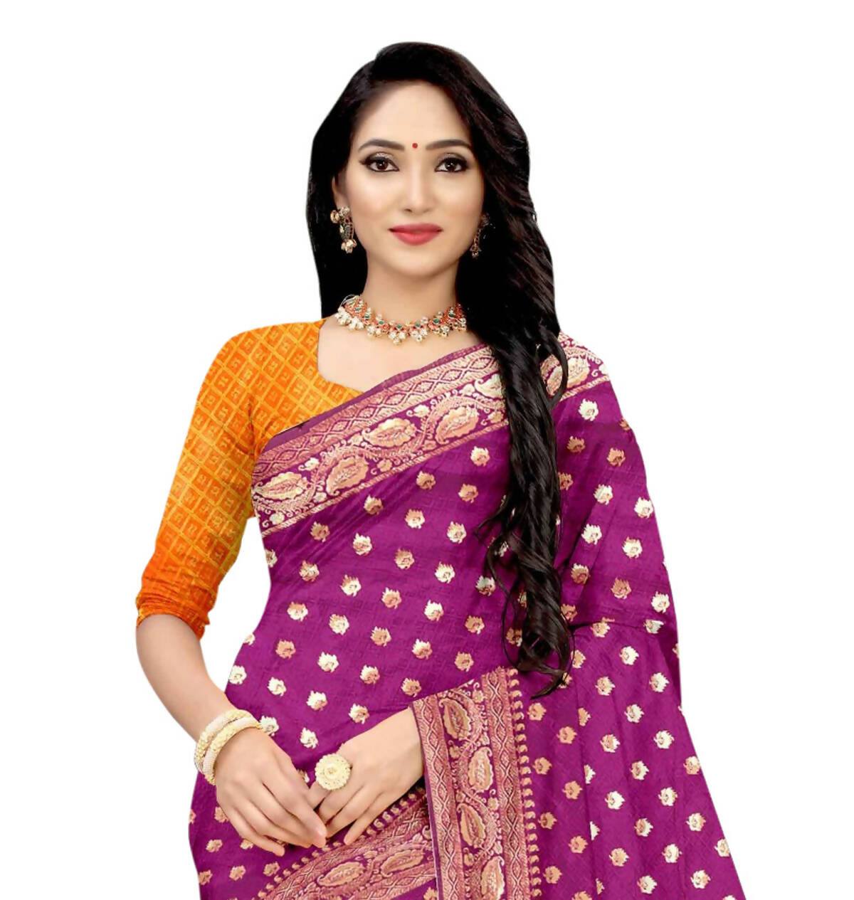 Vamika Purple Weaving Banarasi Jacquard Saree | Swadesiicart