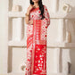 Shree Shyam Fashion Linen Cotton Red & White Saree