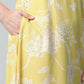 Ahalyaa Womens Lemon Yellow Crepe Floral Dress | Swadesiicart