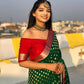 DEIANA'S Beautiful Designer Golden zari Soft Lichi Silk Saree - Green - Swadesiicart