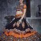 AI Fashion Black-Orange Art Silk Designer Navratri Lehenga Choli Collection