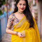 Mustard Linen Sequence Saree with Unstitched Blouse - Hiral Fashion | Swadesiicart