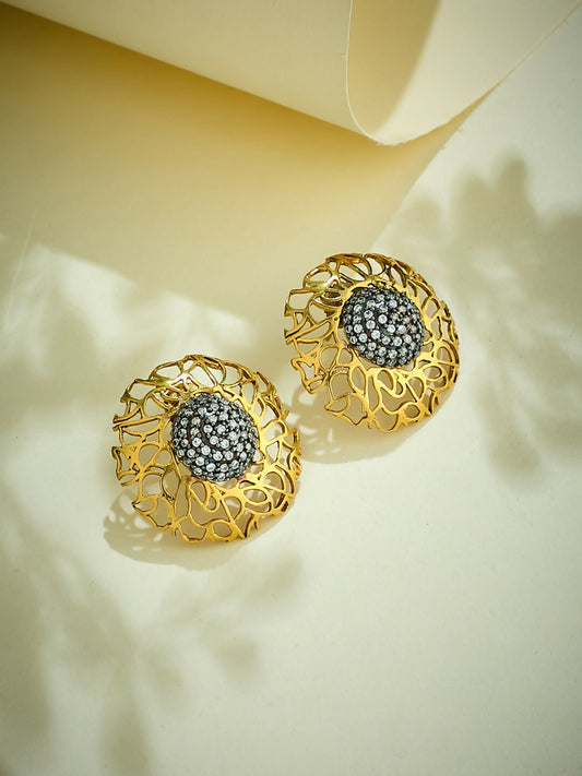 Nuyug 22k Gold Plated Filigree Statement Studs | Swadesiicart