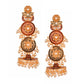 Shoshaa Maroon & Green Gold-Polished Contemporary Jhumkas Earrings | Swadesiicart