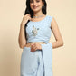 Blue Chiffon Solid Ready to wear Saree with stitched Blouse - Aayan | Swadesiicart
