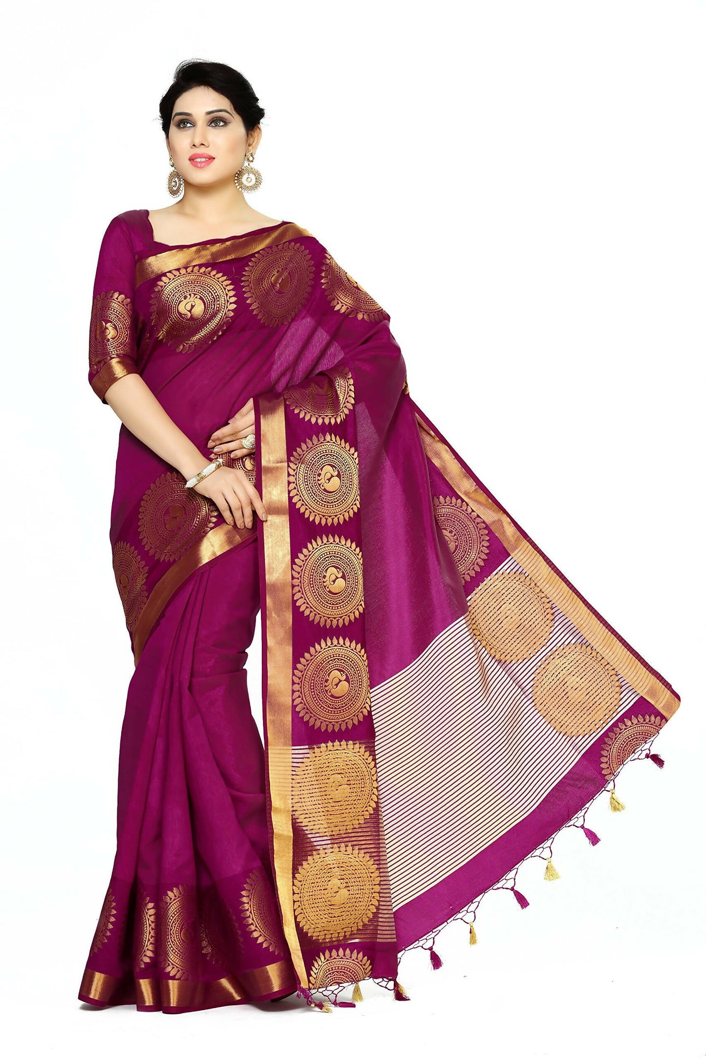 Mimosa Women's Purple Tussar Silk Banarasi Saree | Swadesiicart