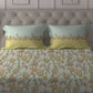 MYTRIDENT Blue White Floral Pure Cotton 144 TC Queen Bedsheet With 2 Pillow Covers - Swadesiicart