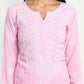 ADA Floral Embroidered Round Neck Long Sleeve Regular Chikankari Kurta With Palazzos | Swadesiicart