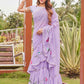 Tikhi Imli Printed Ruffle Saree With Mirror Embroidered Work Blouse | Swadesiicart