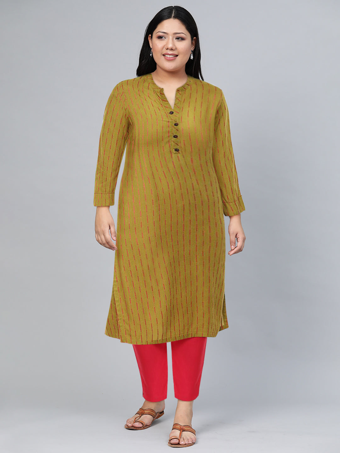 Biba Women Striped A-Line Kurta - Swadesiicart