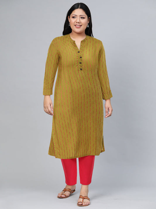 Biba Women Striped A-Line Kurta - Swadesiicart