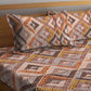 BOMBAY DYEING Epigram Brown & Yellow Ethnic Cotton 120 TC Queen Bedsheet & Pillow Covers - Swadesiicart