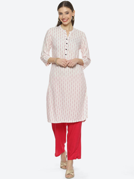 Biba Women Striped Woven Design Kurta - Swadesiicart