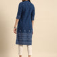 Anouk Women Mandarin Collar Bandhani Printed Indigo Kurta - Swadesiicart