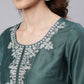 Aks Floral Yoke Design Thread Work Silk Kurta