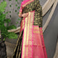 Jyoti Fashion Women's Black Kanjivaram Silk Zari Woven Saree with Blouse | Swadesiicart