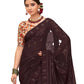 Brown Georgette Swaroski Work Saree With Unstitched Blouse Piece - Juhi