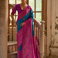 Vishnu Weaves Women's Firozi Banarasi Silk Kalamkari Zari Woven Saree with Blouse - Swadesiicart
