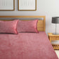 KLOTTHE Rust-Red Abstract Woolen 300TC King Fitted Bedsheet With 2 Pillow Covers - Swadesiicart