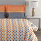 MYTRIDENT Orange White Geometric Cotton 144 TC Queen Bedsheet With 2 Pillow Covers - Swadesiicart