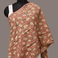 Fawn Kalamkari Hand Painted Sico Stole with Leaves Design - Global Threads | Swadesiicart