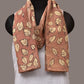 Fawn Kalamkari Hand Painted Sico Stole with Leaves Design - Global Threads | Swadesiicart