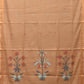 Fawn Khadi Cotton Handloom Saree with Plants Pallu Design - Global Threads | Swadesiicart