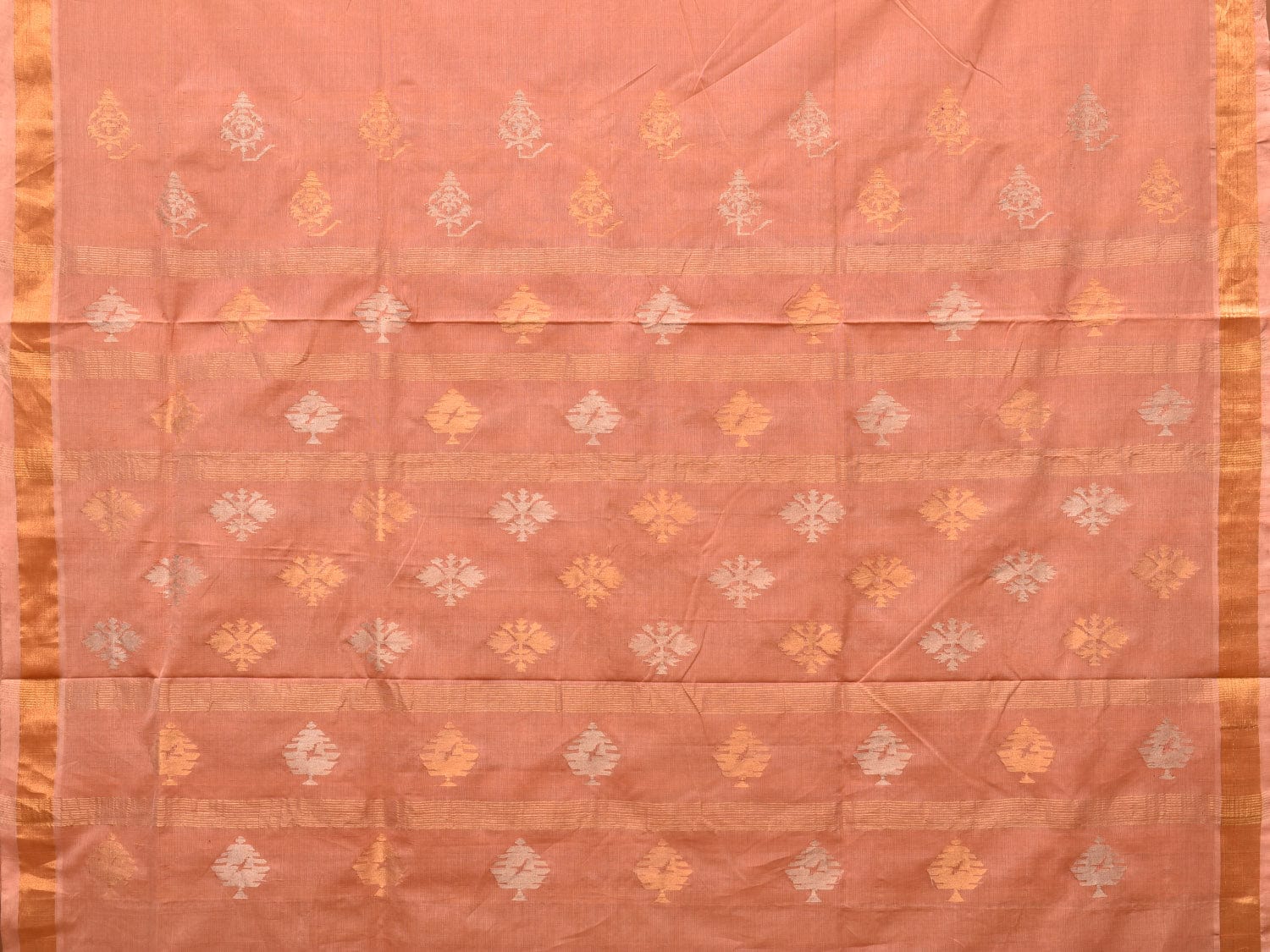 Fawn Uppada Cotton Handloom Saree with Assorted Pallu Design - Global Threads | Swadesiicart