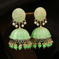 Yellow Chimes Women Green Meenakari Jhumkas Earrings