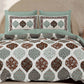LIVING ROOTS Green & White Ethnic Pure Cotton 300 TC King Bedsheet with 2 Pillow Covers - Swadesiicart