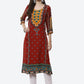 Biba Women Rust Floral Printed Kurta - Swadesiicart