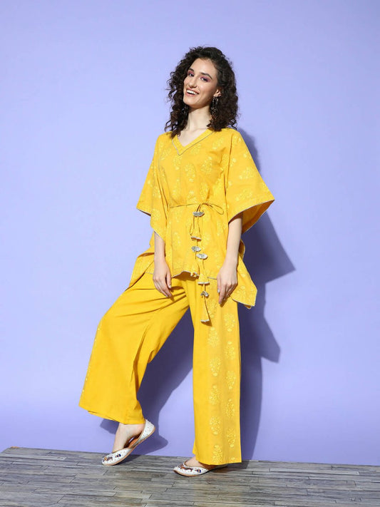 Ahalyaa Women's Traditional Wea Co-ods - Mustard | Swadesiicart
