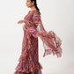 Tikhi Imli Brown Striped Ruffled Ready To Wear Saree | Swadesiicart