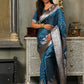 Astita Banarasi Silk Blue Saree | Swadesiicart