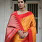 Vishnu Weaves Women's Yellow Raw Silk Saree with Blouse - Swadesiicart