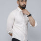 Miravan Men's White Spread Collar Striped Print Casual Shirt | Swadesiicart
