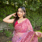 Vamsee Bavari Peach Organza Saree - Swadesiicart