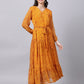 Souchii Yellow Floral Layered Chiffon Maxi Dress - SOUCHII