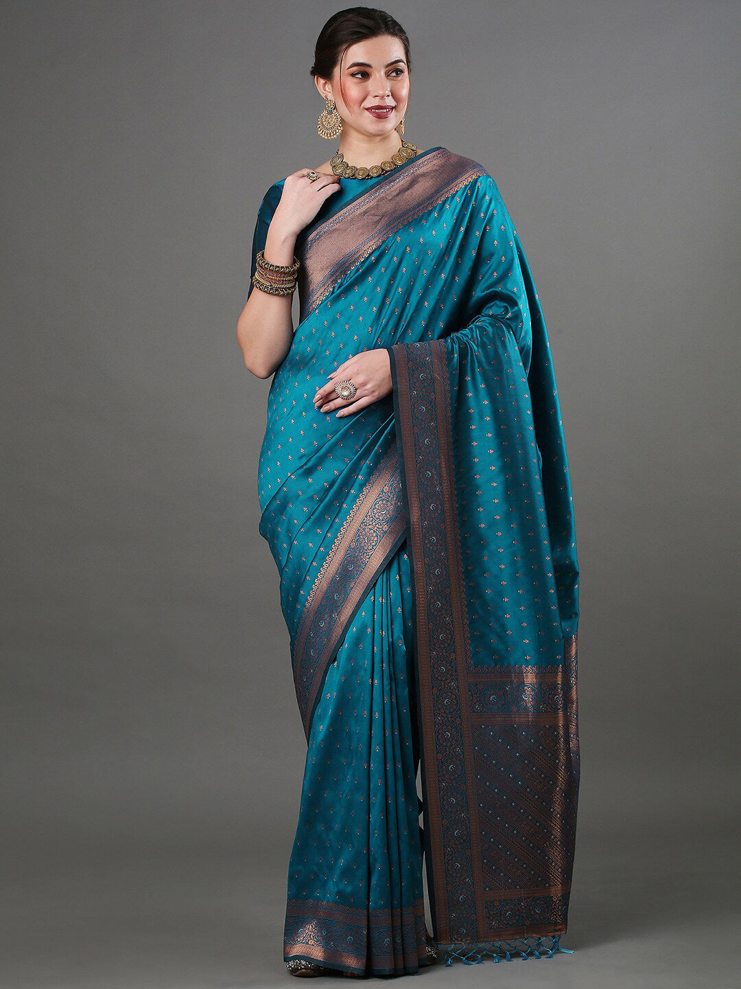 Mitera Woven Design Zari Silk Blend Banarasi Saree | Swadesiicart